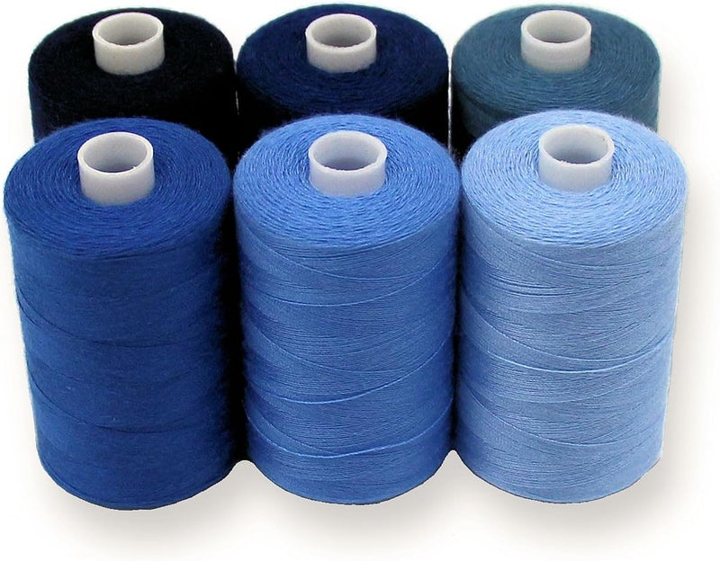 BlesSew Sewing Thread in Blue Color Tones – 6 Spools of Polyester Thread for Sewing Machine for Beginners, Hand Stitching & Quilting - 1000 yds per Spool - Image 1